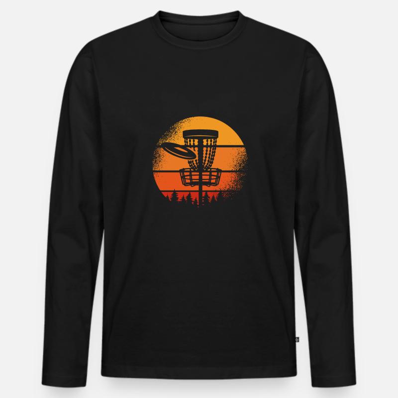 Disc Golf Retro-sonne - Männer Premium Bio Langarmshirt - Schwarz