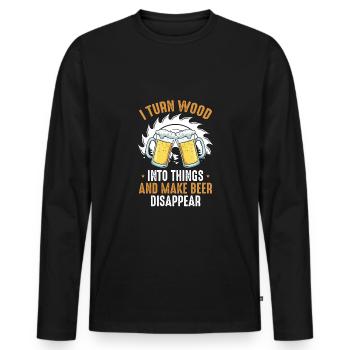 Holzbearbeitung Und Bier - Männer Premium Bio Langarmshirt - Schwarz - Vorne - Nico (187cm)