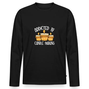Süchtig Nach Kerzenherstellung - Männer Premium Bio Langarmshirt - Schwarz - Vorne - Nico (187cm)