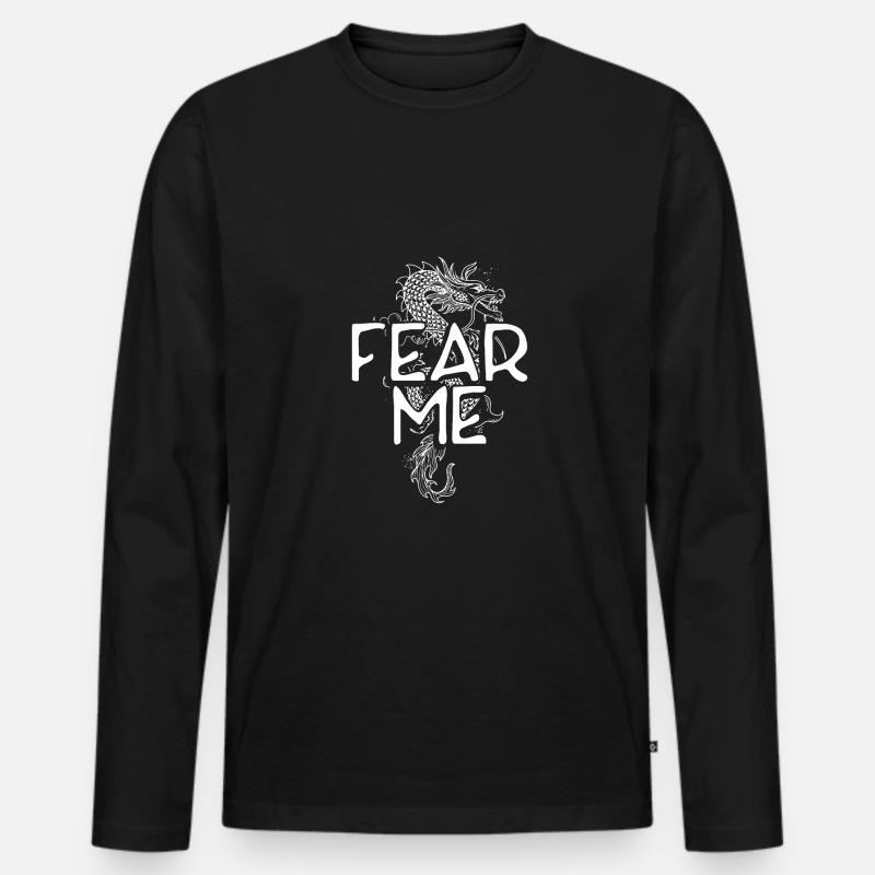 Fürchte Mich Drachen - Männer Premium Bio Langarmshirt - Schwarz