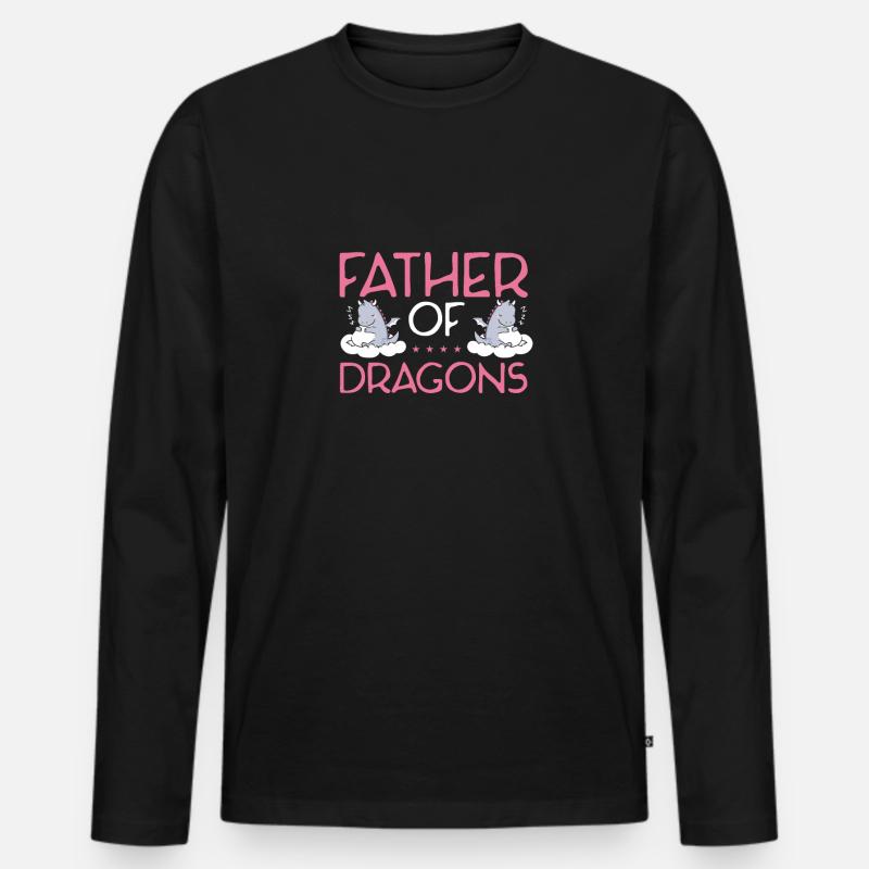 Vater Der Drachen - Männer Premium Bio Langarmshirt - Schwarz