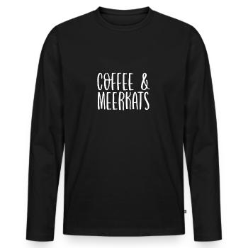Café et suricates - T-shirt manches longues Premium bio Homme - noir - Devant - Nico (187cm)