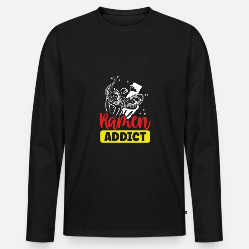 Ramen süchtig - Männer Premium Bio Langarmshirt - Schwarz