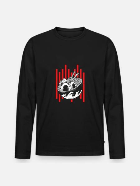 White Ramen Noodles - Men's Premium Organic Long Sleeve Shirt - black