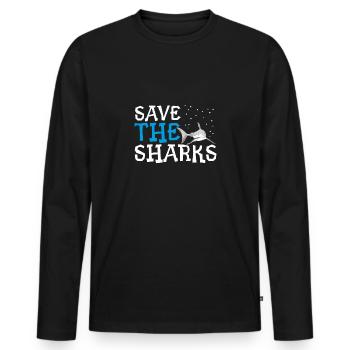 Sauvez les requins - T-shirt manches longues Premium bio Homme - noir - Devant - Nico (187cm)
