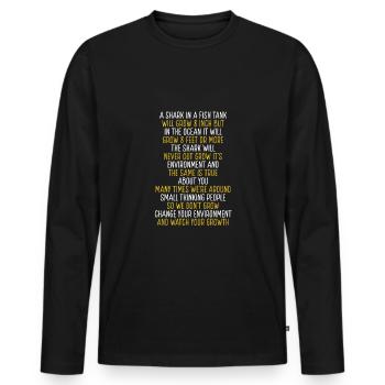 Requin dans un aquarium - T-shirt manches longues Premium bio Homme - noir - Devant - Nico (187cm)
