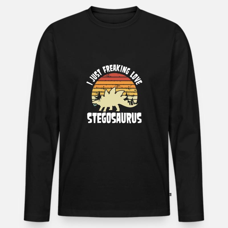 Ich Liebe Stegosaurus - Männer Premium Bio Langarmshirt - Schwarz