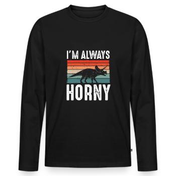 Triceratops is always horny - Men's Premium Organic Long Sleeve Shirt - black - Front - Nico (187cm)