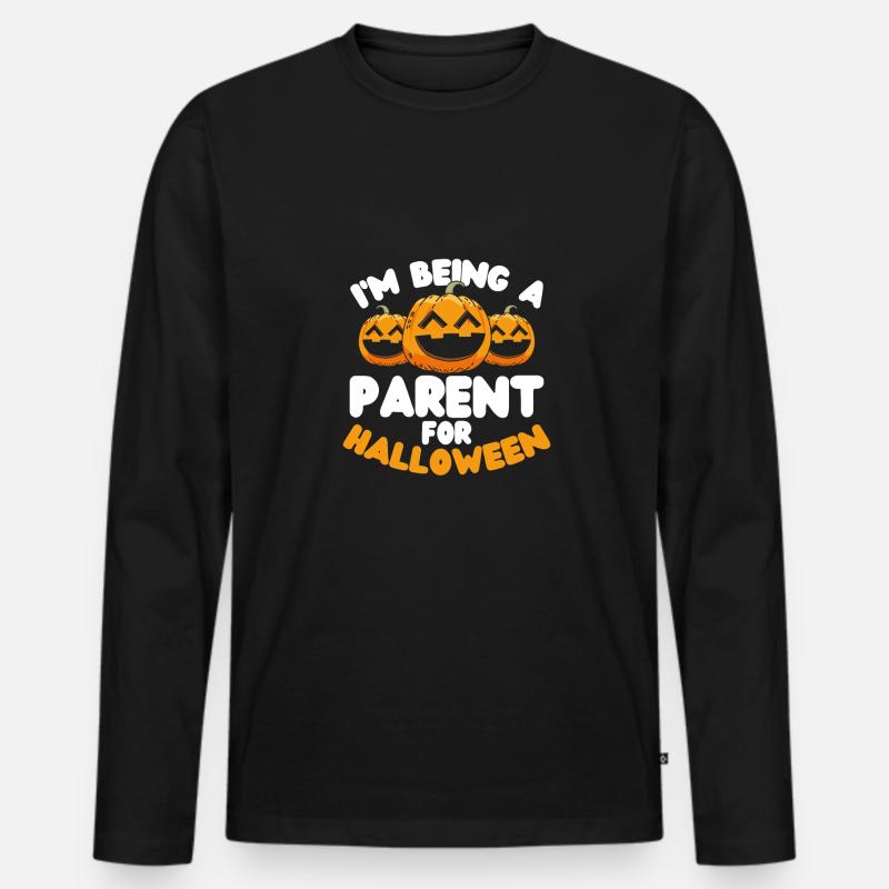Halloween Eltern - Männer Premium Bio Langarmshirt - Schwarz
