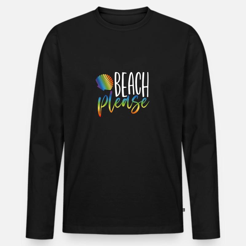 Strand Bitte - Männer Premium Bio Langarmshirt - Schwarz