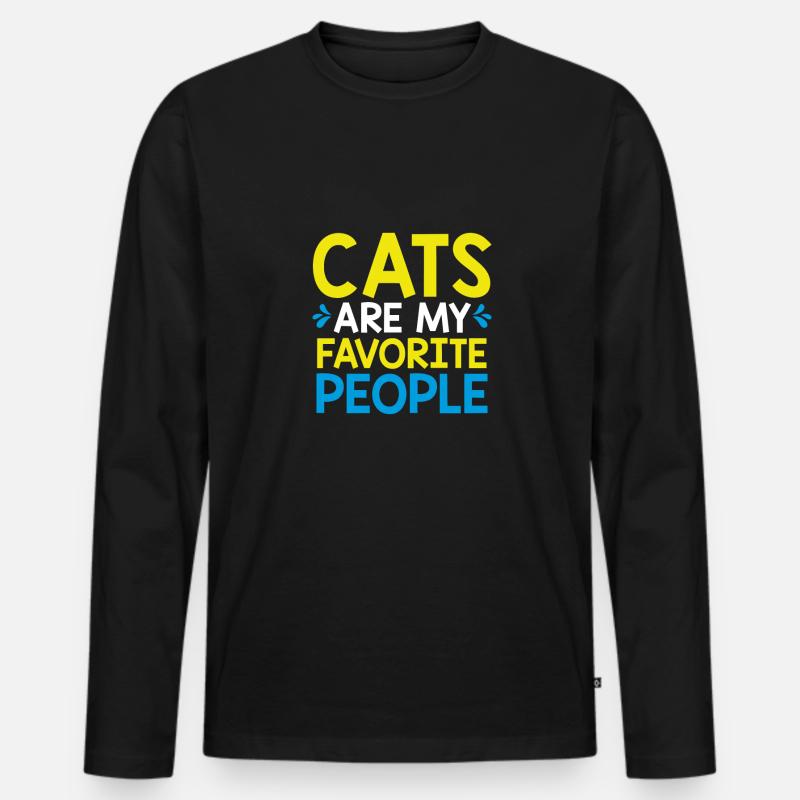 Katzen Sind Meine Lieblingsmenschen - Männer Premium Bio Langarmshirt - Schwarz