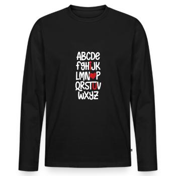 abc Je t’aime - T-shirt manches longues Premium bio Homme - noir - Devant - Nico (187cm)