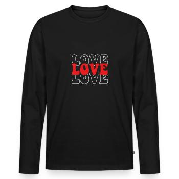Triple Amour - T-shirt manches longues Premium bio Homme - noir - Devant - Nico (187cm)