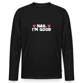 L’amour n’échoue jamais - T-shirt manches longues Premium bio Homme - noir - Devant - Nico (187cm)