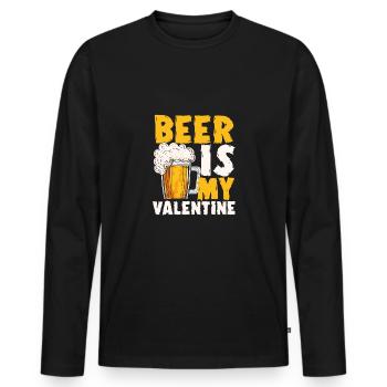 La délicieuse bière est ma Saint-Valentin - T-shirt manches longues Premium bio Homme - noir - Devant - Nico (187cm)