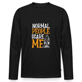 Les gens normaux me font peur - T-shirt manches longues Premium bio Homme - noir - Devant - Nico (187cm)