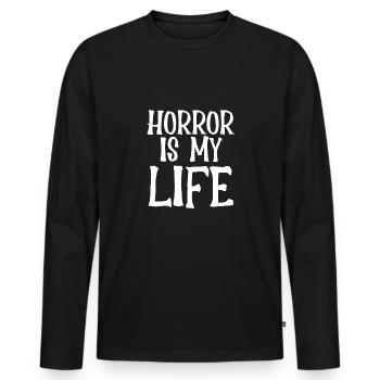 Schrecken Ist Mein Leben - Männer Premium Bio Langarmshirt - Schwarz - Vorne - Nico (187cm)