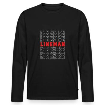 Monteur de ligne rouge - T-shirt manches longues Premium bio Homme - noir - Devant - Nico (187cm)