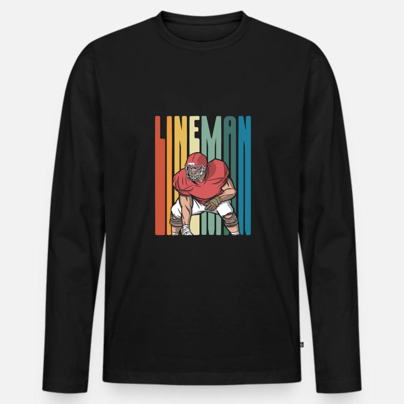 Bunter Lineman - Männer Premium Bio Langarmshirt - Schwarz