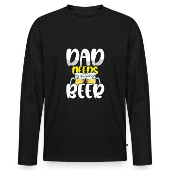 Papa Braucht Bier - Männer Premium Bio Langarmshirt - Schwarz - Vorne - Nico (187cm)