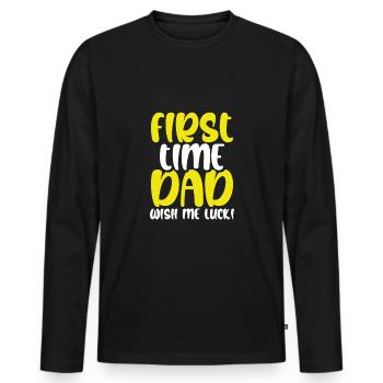 Zum Ersten Mal Papa wünscht mir Glück - Männer Premium Bio Langarmshirt - Schwarz - Vorne - Nico (187cm)