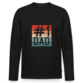 Father number one - Men's Premium Organic Long Sleeve Shirt - black - Front - Nico (187cm)