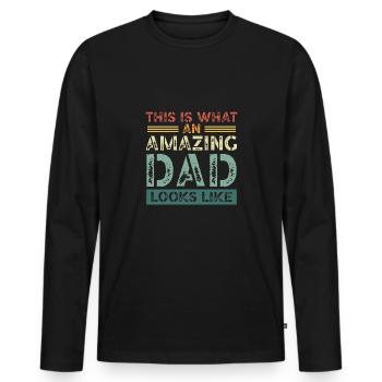 Des looks de père incroyables - T-shirt manches longues Premium bio Homme - noir - Devant - Nico (187cm)