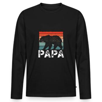 Bear in Vintage Retro - Men's Premium Organic Long Sleeve Shirt - black - Front - Nico (187cm)