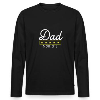 Fünf Sterne Papa - Männer Premium Bio Langarmshirt - Schwarz - Vorne - Nico (187cm)
