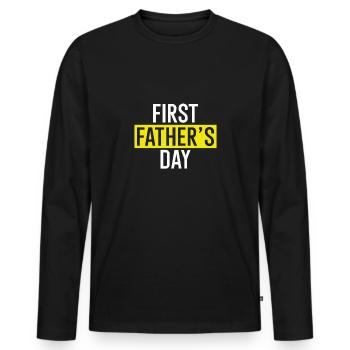 Erster Vatertag - Männer Premium Bio Langarmshirt - Schwarz - Vorne - Nico (187cm)