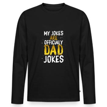 Meine Witze Sind Offiziell - Männer Premium Bio Langarmshirt - Schwarz - Vorne - Nico (187cm)