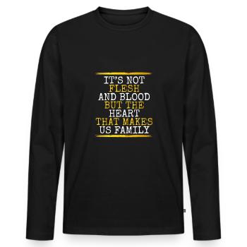 Das Herz das uns zur Familie macht - Männer Premium Bio Langarmshirt - Schwarz - Vorne - Nico (187cm)