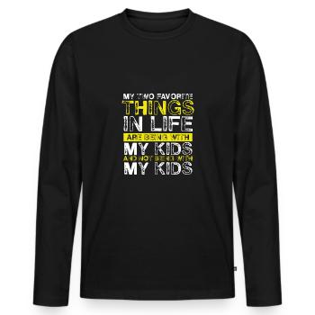 Meine Zwei Liebsten Dinge Im Leben - Männer Premium Bio Langarmshirt - Schwarz - Vorne - Nico (187cm)