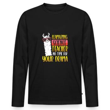 Lama Professeur de sciences naturelles - T-shirt manches longues Premium bio Homme - noir - Devant - Nico (187cm)