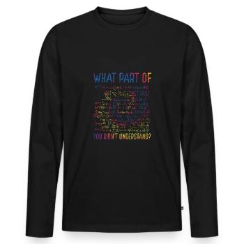 Drôle de formule mathématique en coloré - T-shirt manches longues Premium bio Homme - noir - Devant - Nico (187cm)