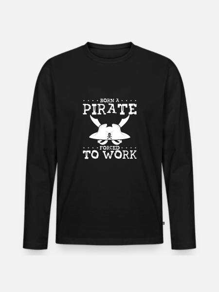 Pirate forcé de travailler - T-shirt manches longues Premium bio Homme - noir