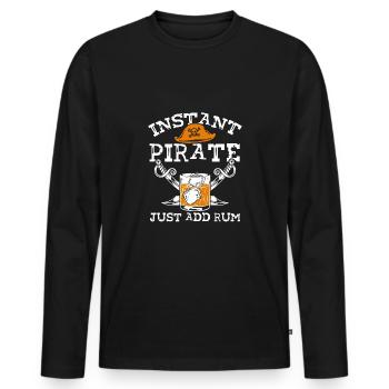 Pirate ajoute simplement du rhum - T-shirt manches longues Premium bio Homme - noir - Devant - Nico (187cm)