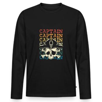 Piratenschädel In Retro farbe - Männer Premium Bio Langarmshirt - Schwarz - Vorne - Nico (187cm)