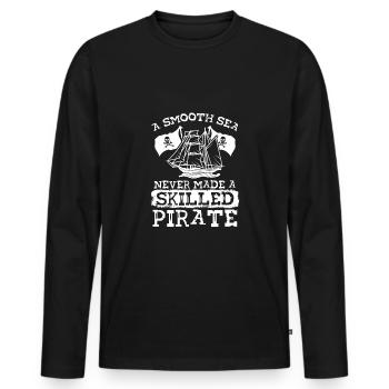 Habe Nie Ein Geschicktes Piratenschiff - Männer Premium Bio Langarmshirt - Schwarz - Vorne - Nico (187cm)