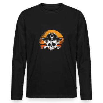 Crâne de Pirate Soleil rétro - T-shirt manches longues Premium bio Homme - noir - Devant - Nico (187cm)