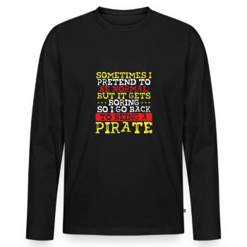 Je serai à nouveau un pirate - T-shirt manches longues Premium bio Homme - noir - Devant - Nico (187cm)