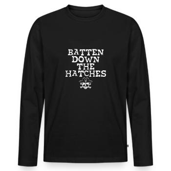 Sceller les écoutilles des pirates - T-shirt manches longues Premium bio Homme - noir - Devant - Nico (187cm)