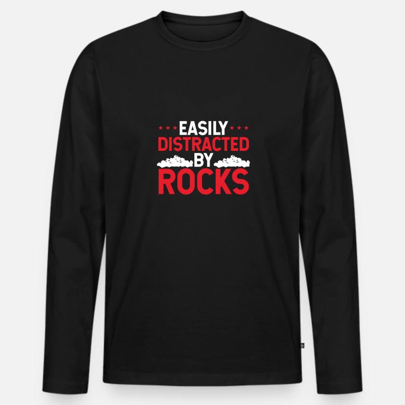 Ablenkbar durch Felsen - Männer Premium Bio Langarmshirt - Schwarz