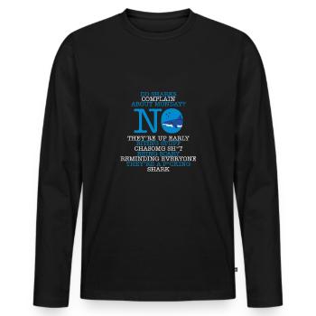 Les requins se plaignent-ils de lundi? - T-shirt manches longues Premium bio Homme - noir - Devant - Nico (187cm)