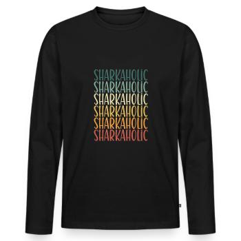 Sharkaholic Retro Vintage - T-shirt manches longues Premium bio Homme - noir - Devant - Nico (187cm)