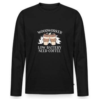 Batterie faible du menuisier - T-shirt manches longues Premium bio Homme - noir - Devant - Nico (187cm)