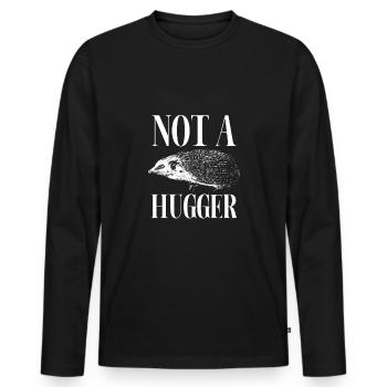Kein Umarmer - Männer Premium Bio Langarmshirt - Schwarz - Vorne - Nico (187cm)