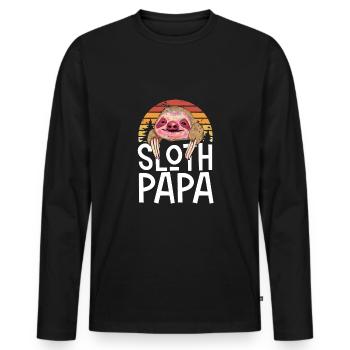 Sloth Papa Retro - Men's Premium Organic Long Sleeve Shirt - black - Front - Nico (187cm)
