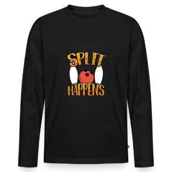 Split happens - Men's Premium Organic Long Sleeve Shirt - black - Front - Nico (187cm)