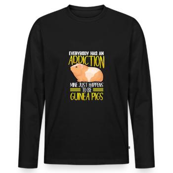 Ma dépendance est un cobaye - T-shirt manches longues Premium bio Homme - noir - Devant - Nico (187cm)
